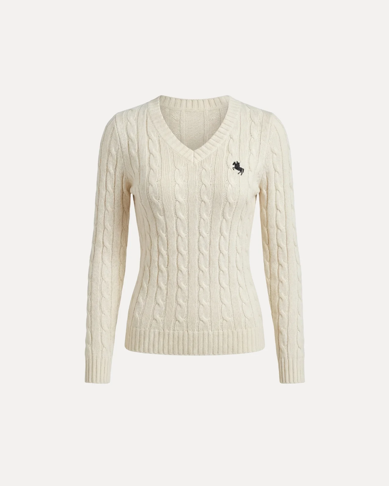 Cable Knit V-Neck Sweater - Image 3
