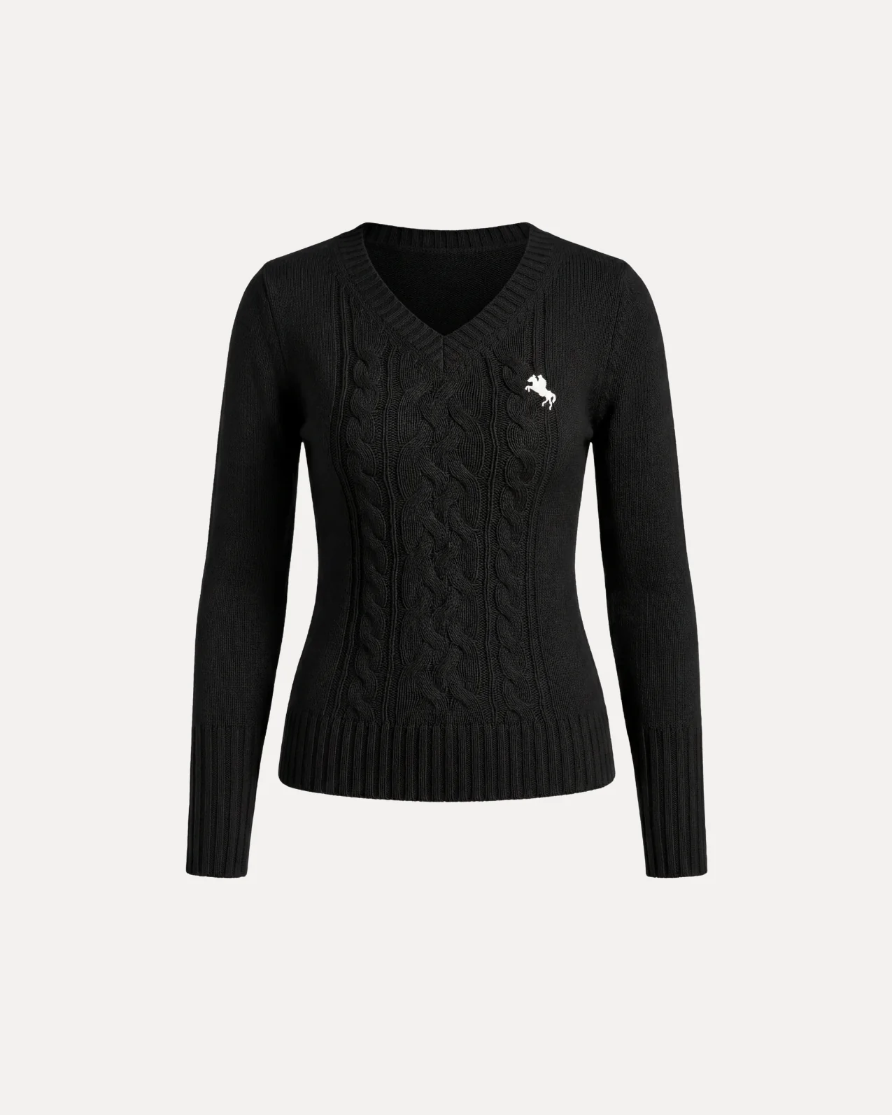 Cable Knit V-Neck Sweater - Image 5