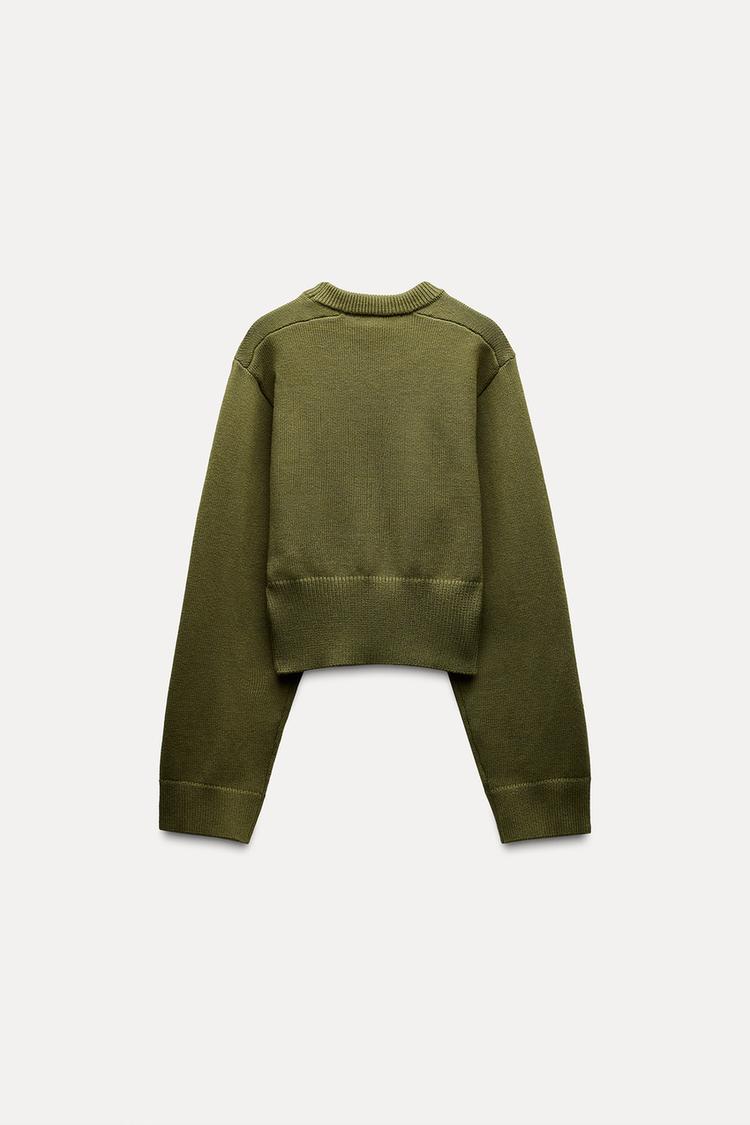 Cropped Knit Sweater with Wide Sleeves - Image 6