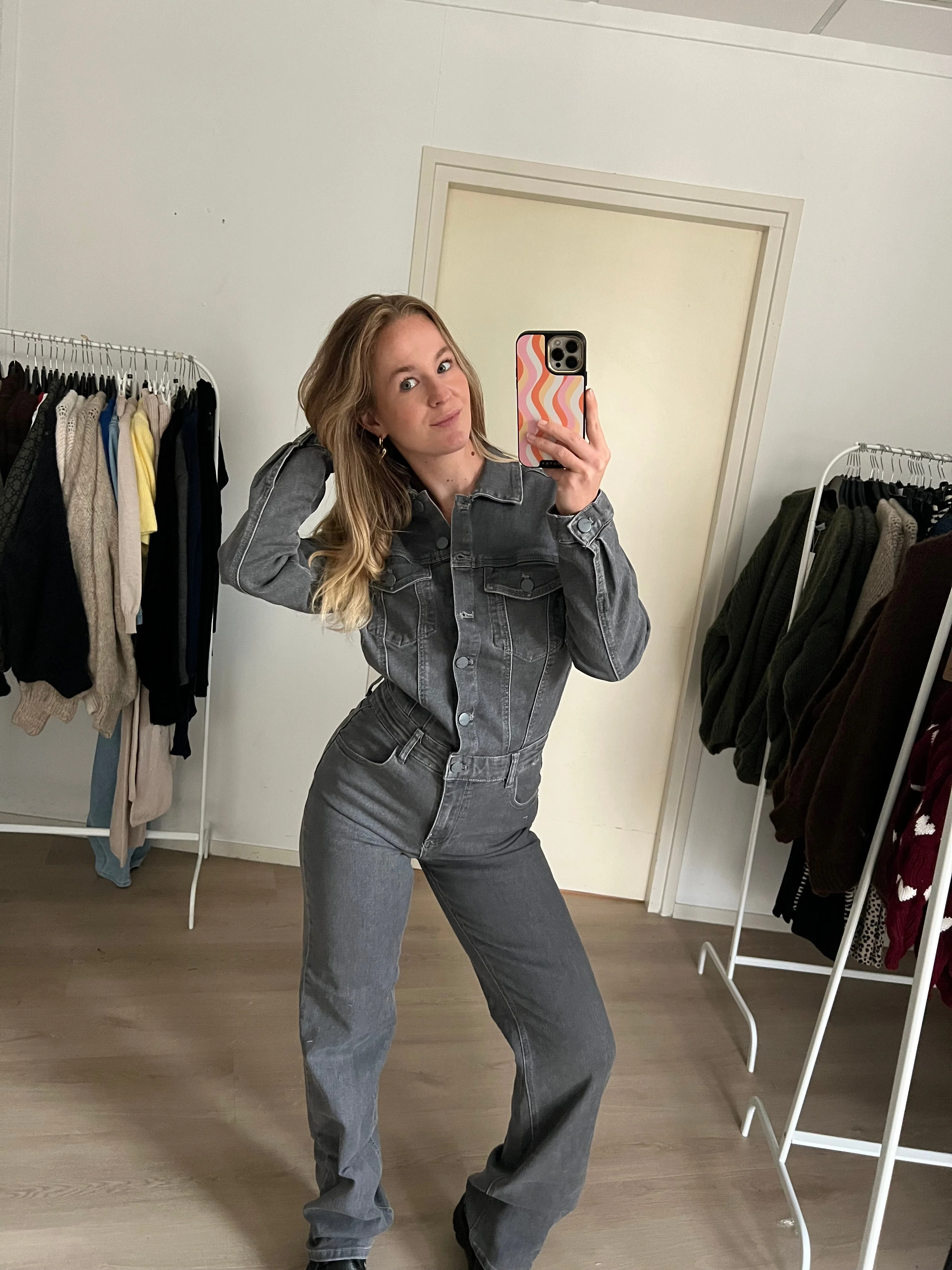 Denim Jumpsuit Stretch Grey - Image 5
