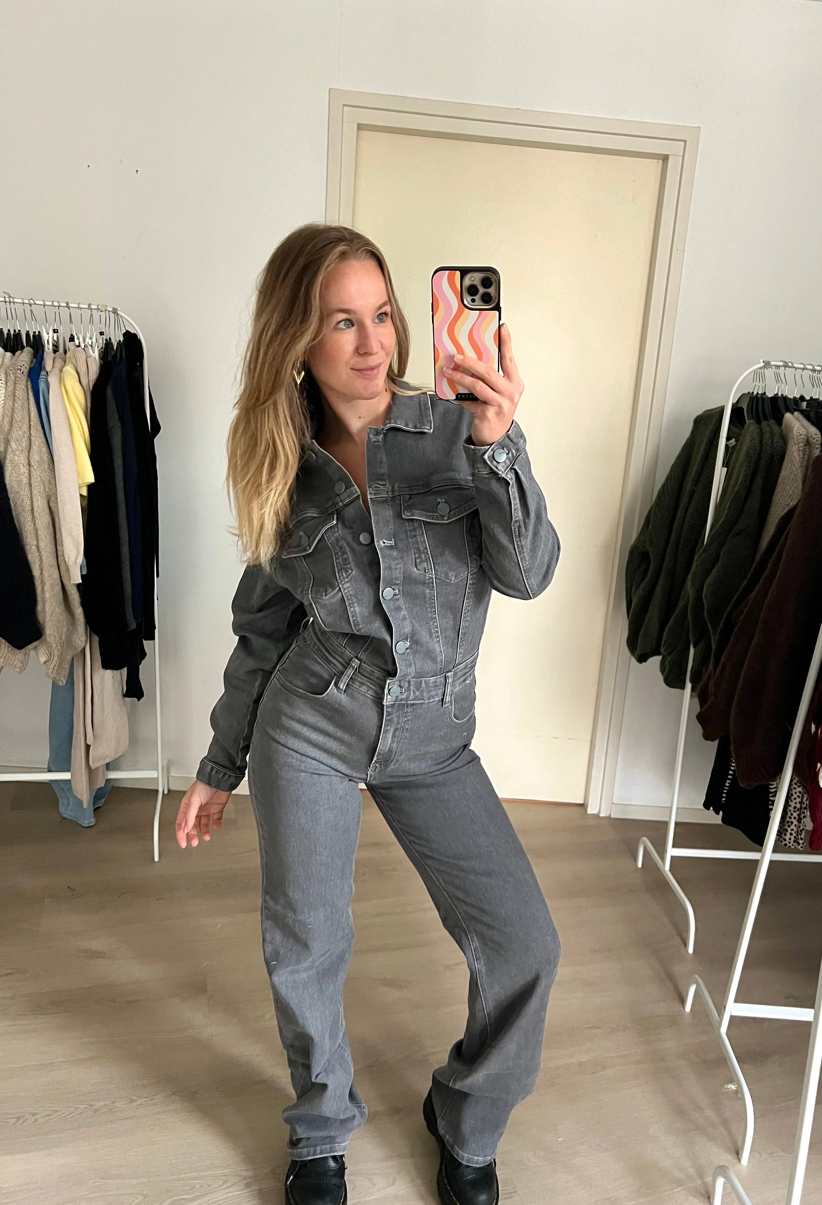 Denim Jumpsuit Stretch Grey - Image 7