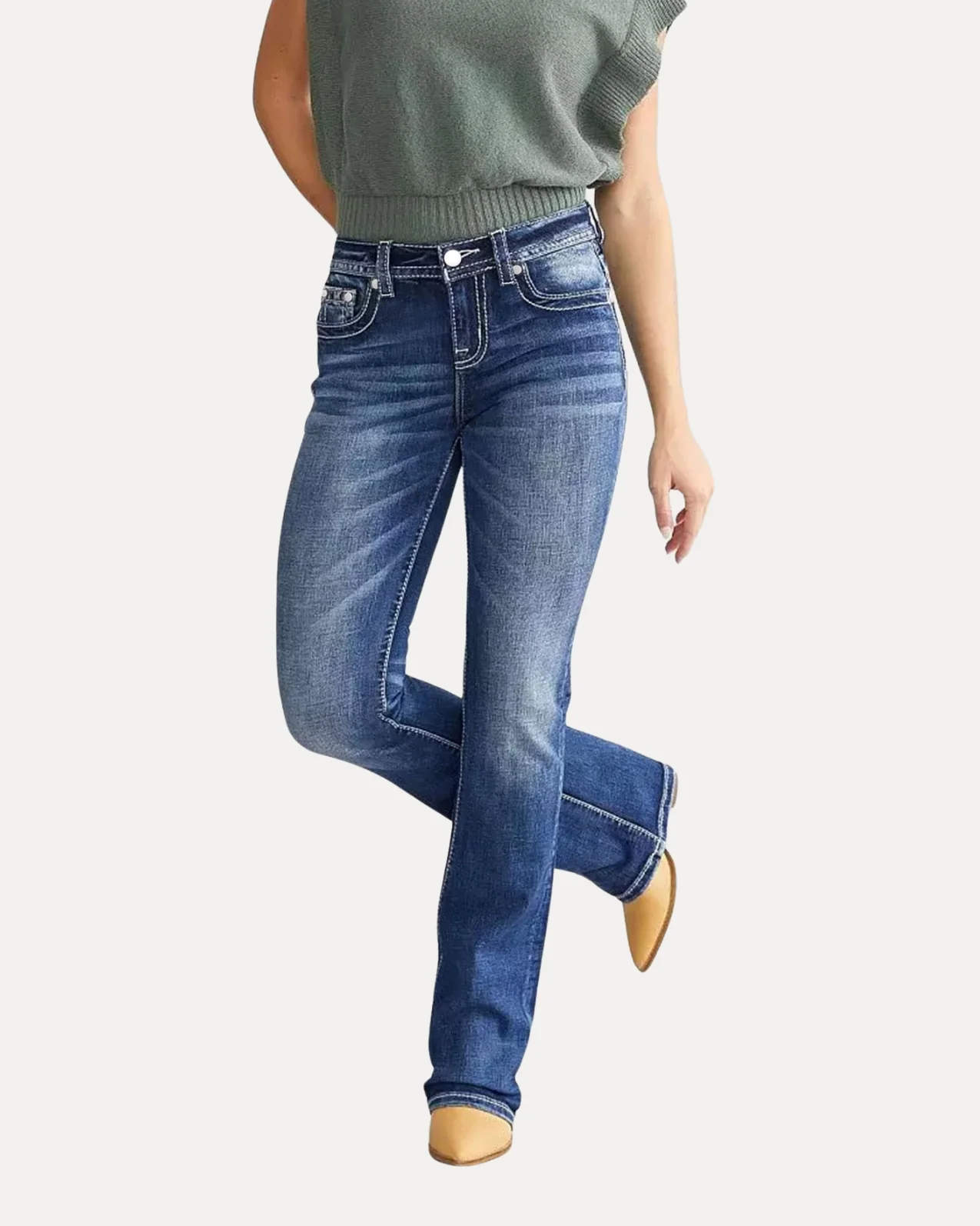 Embroidered Flare Jeans - Image 3