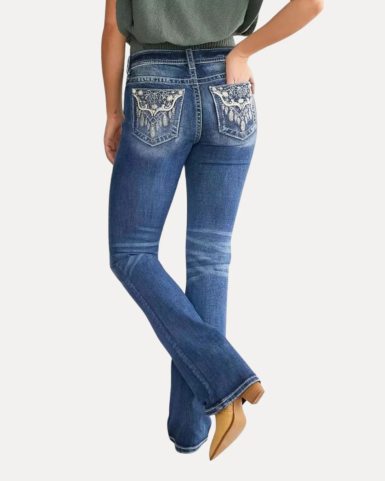 Embroidered Flare Jeans - Image 5
