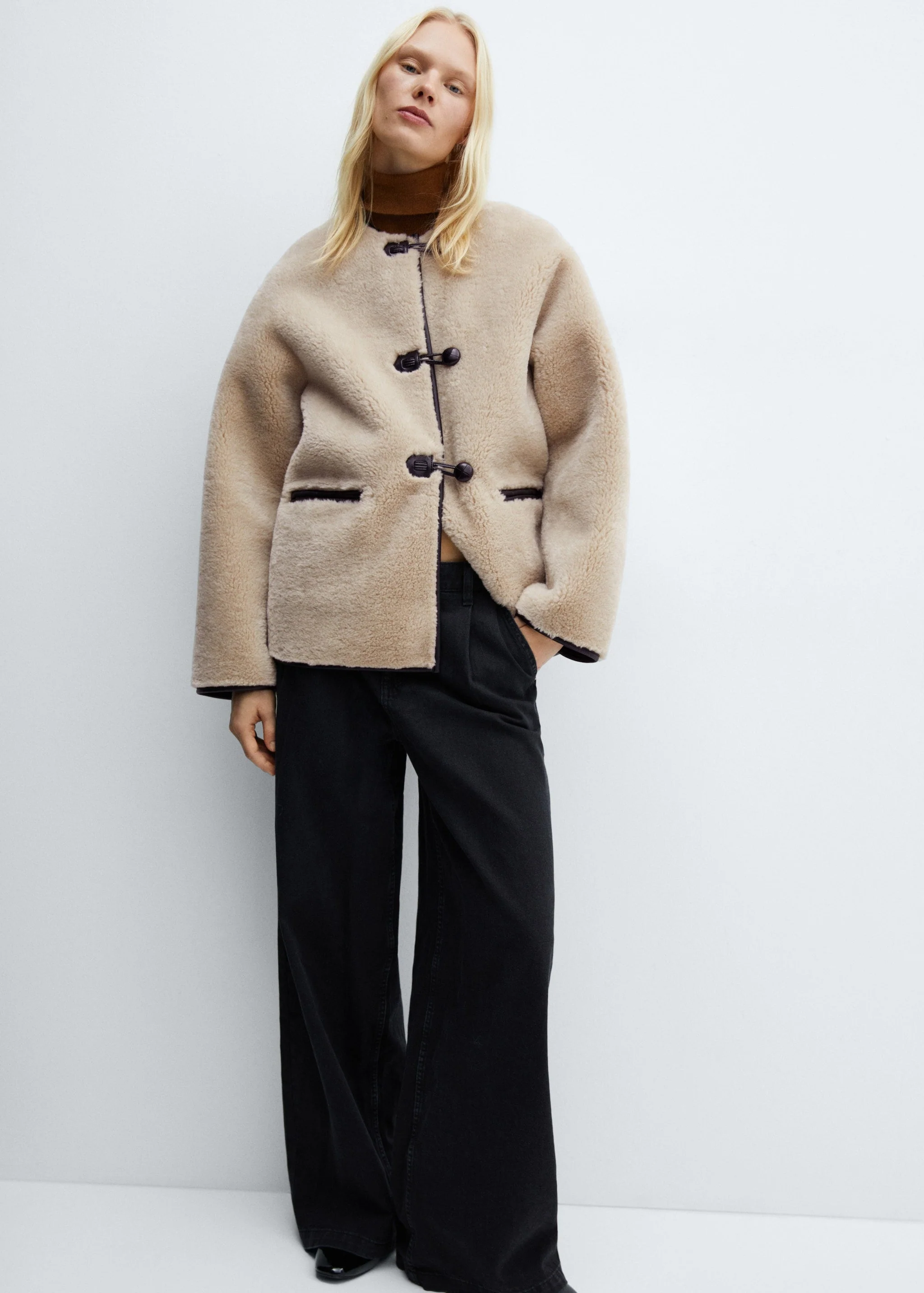 Faux fur coat with applications - Image 2