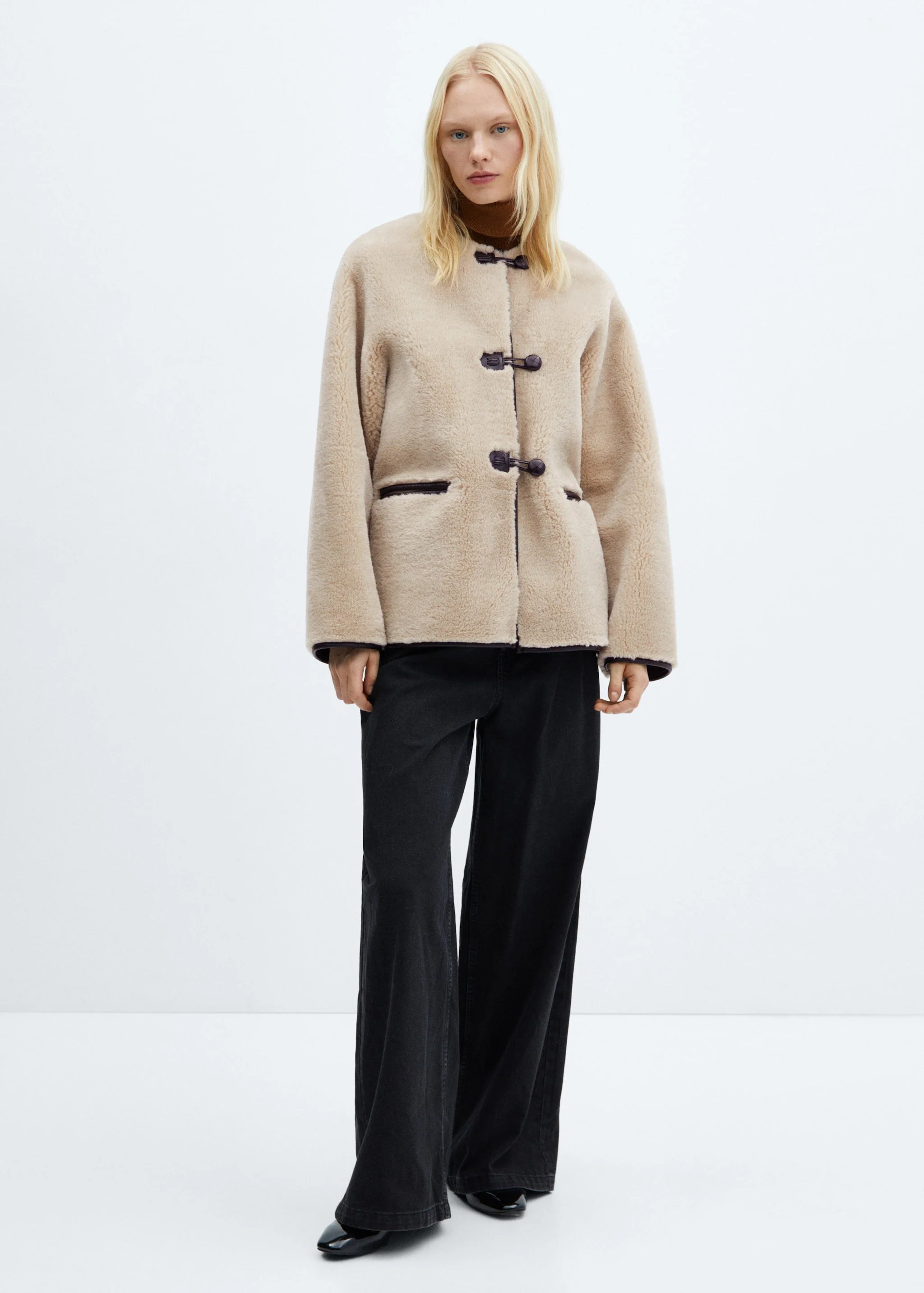 Faux fur coat with applications - Image 3