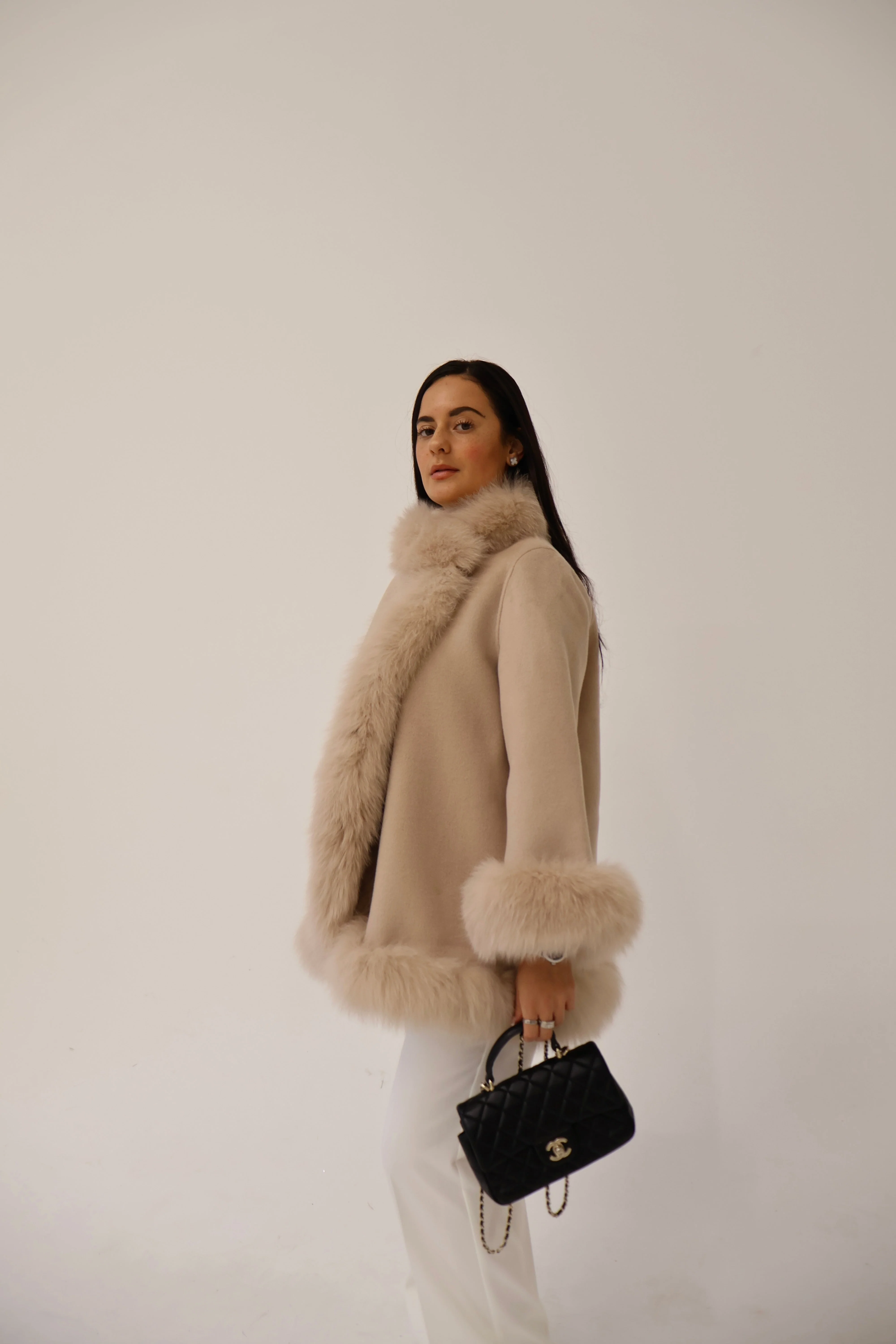 Fur Collar & Cuffs Cashmere Coat - Image 4