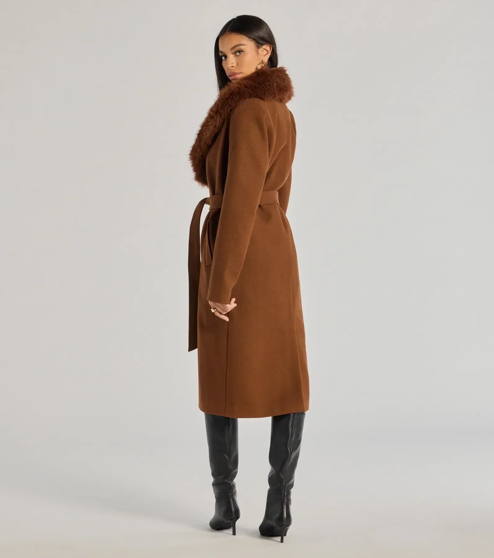 Lavish Layers Faux Wool Trench Coat - Image 2