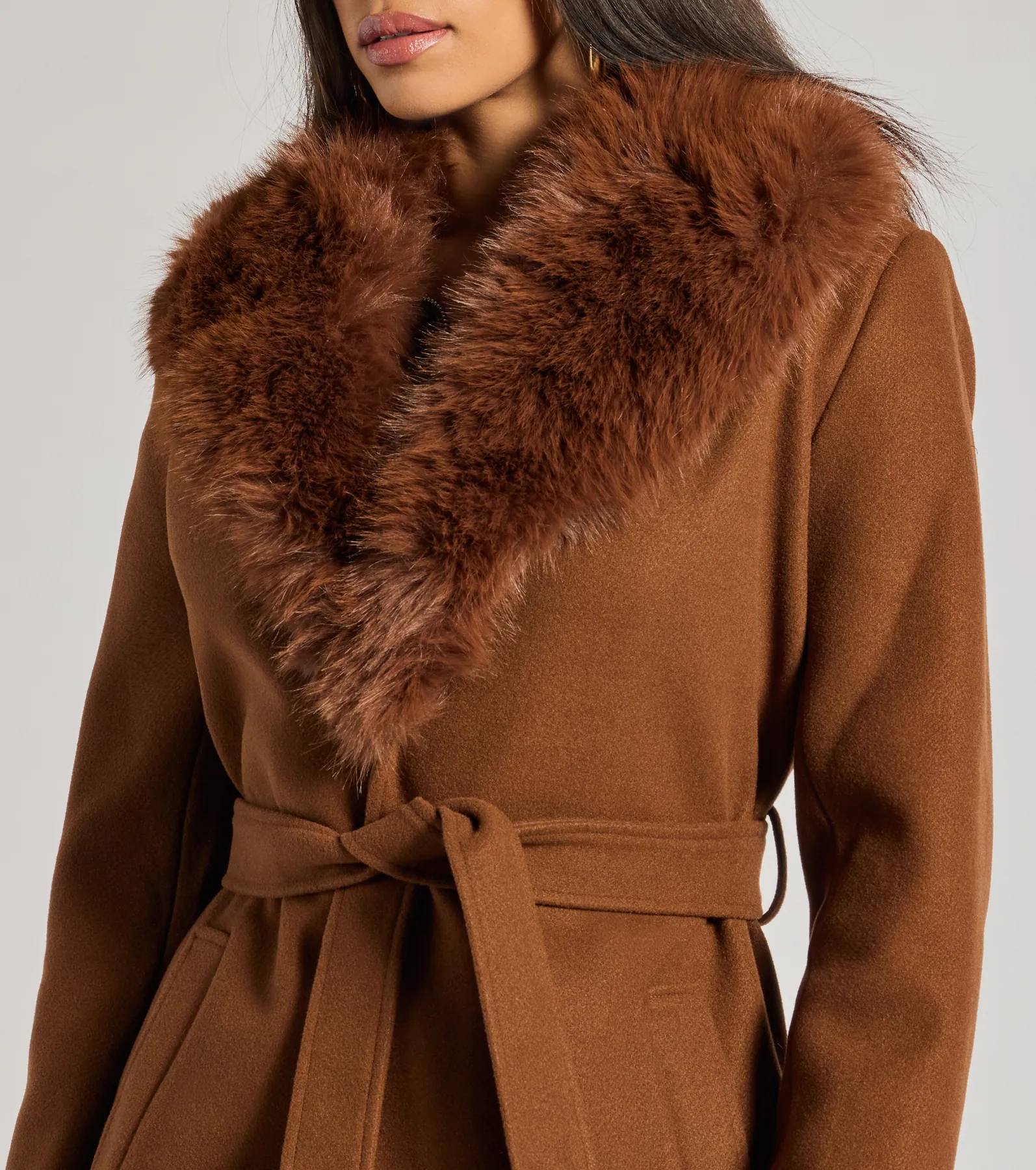 Lavish Layers Faux Wool Trench Coat - Image 3