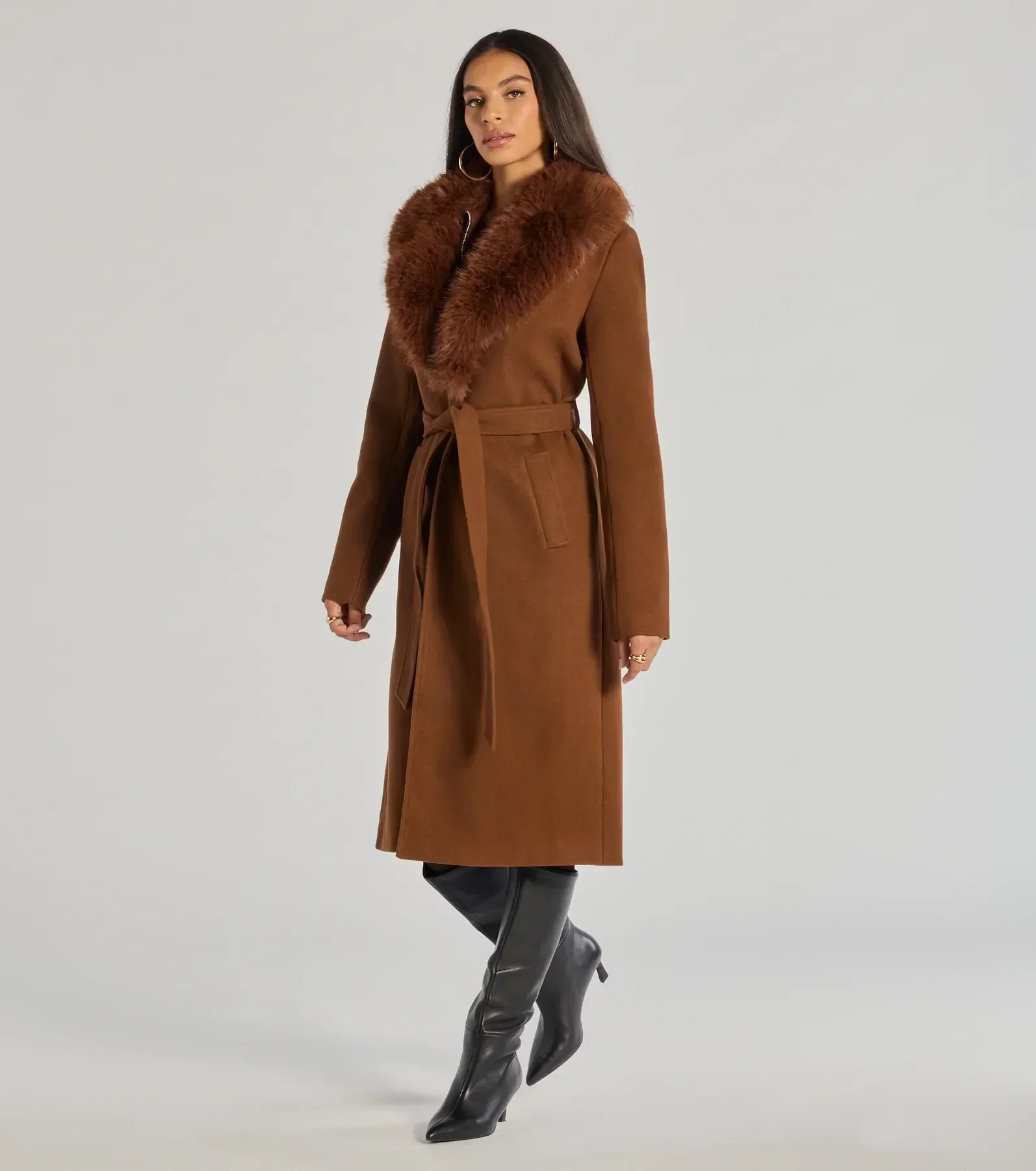 Lavish Layers Faux Wool Trench Coat - Image 4
