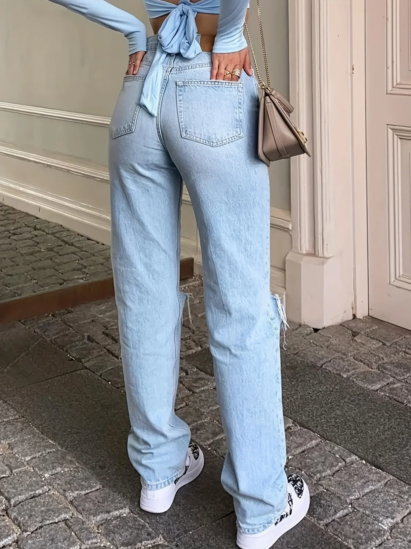 Ripped Straight Jeans Loose Fit - Image 5