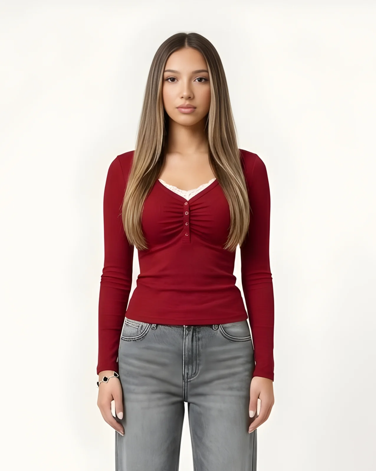 Ruched Henley Top - Image 13