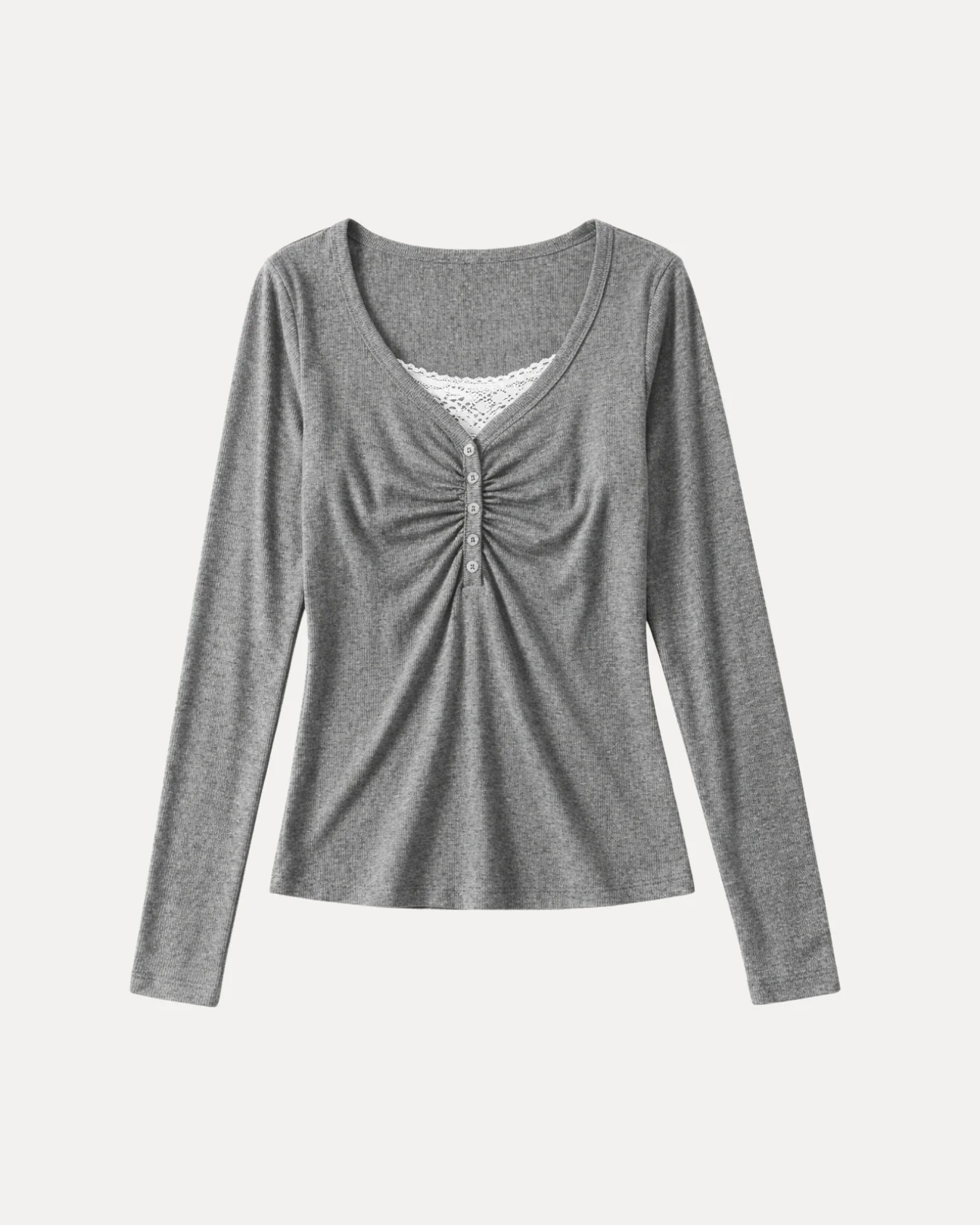 Ruched Henley Top - Image 3
