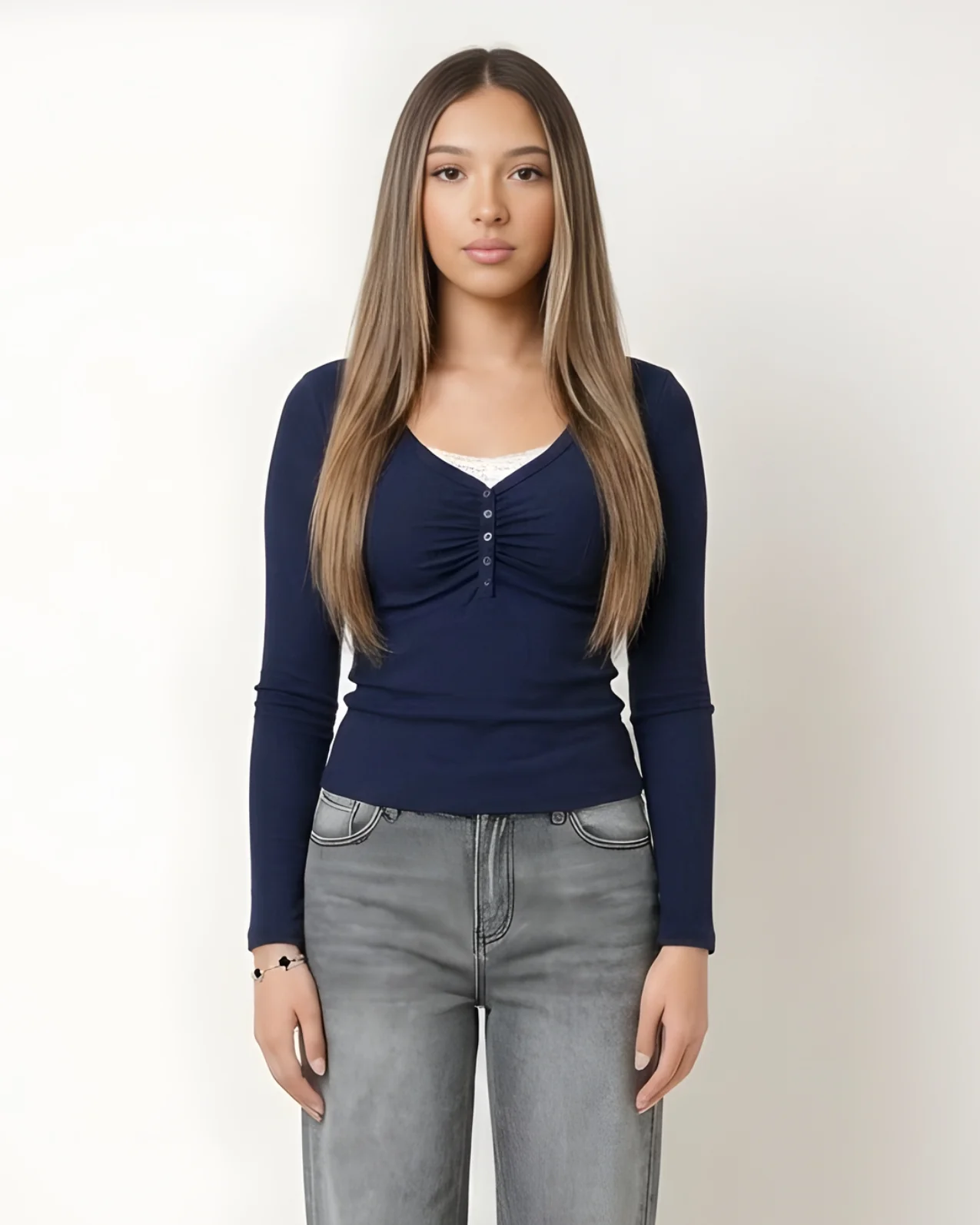 Ruched Henley Top - Image 8