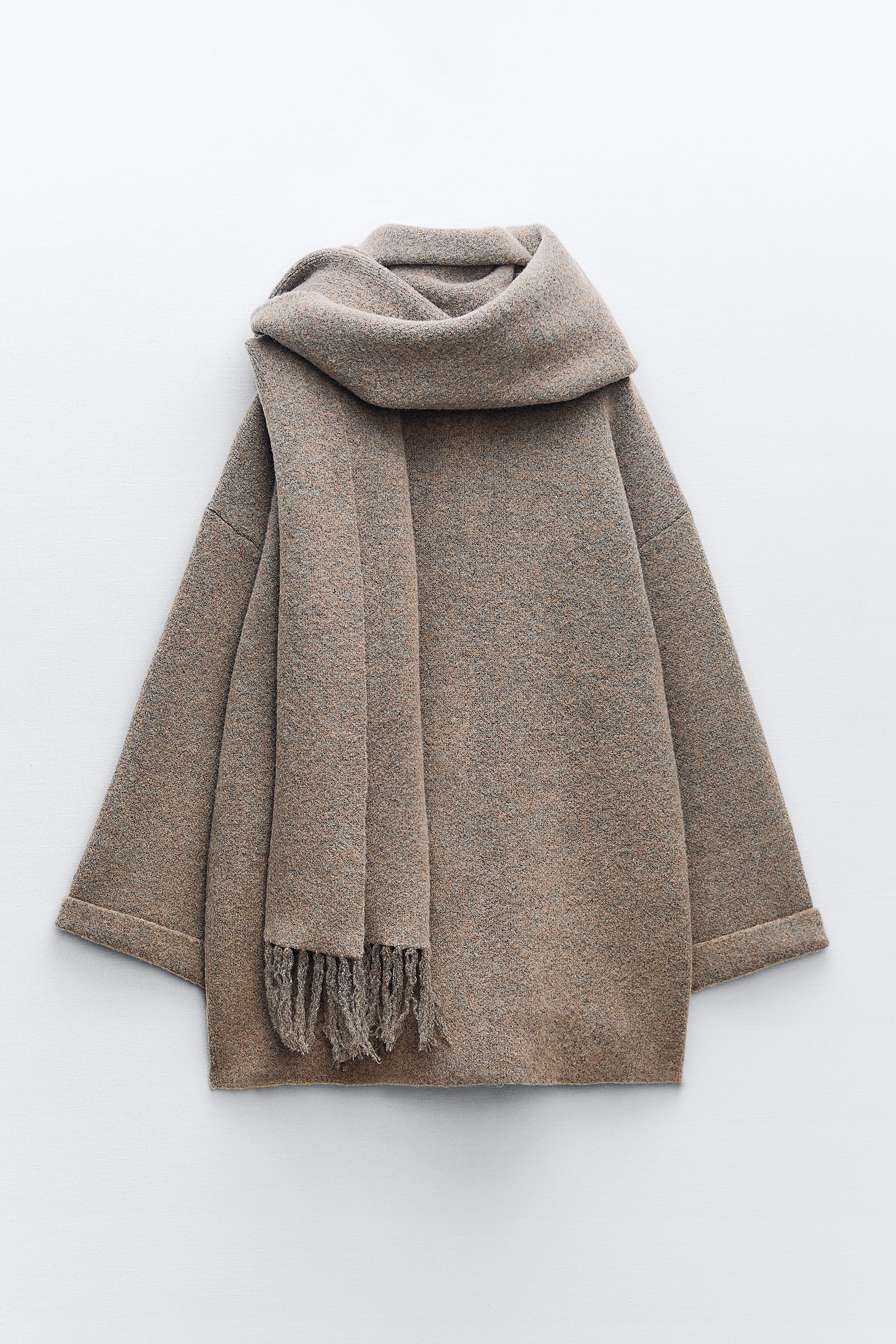 SHORT KNIT COAT WITH SCARF - Image 5