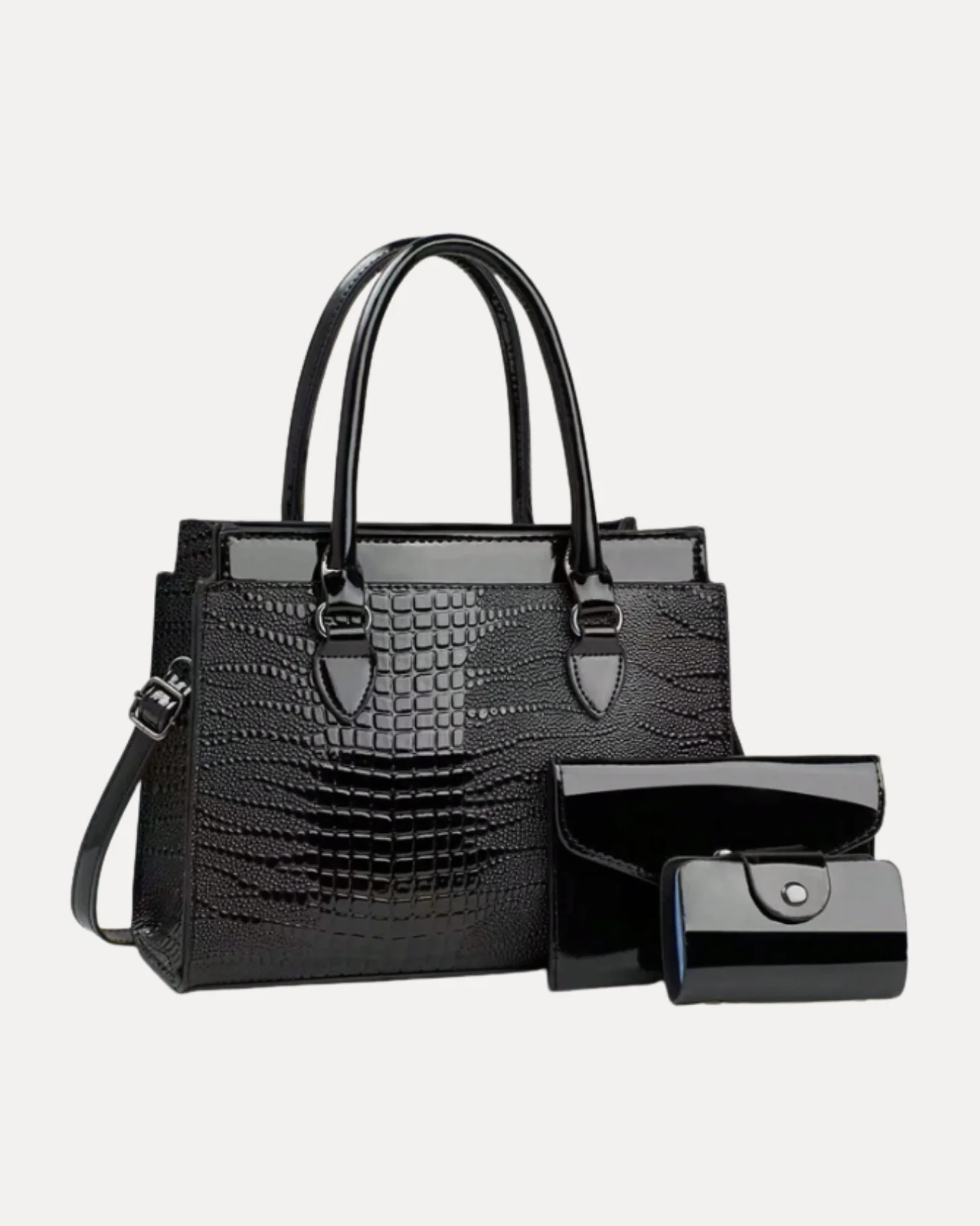 Textured Classic Handbag Set - Image 3
